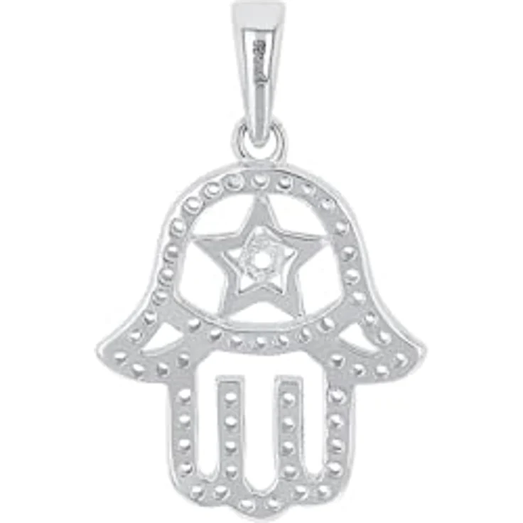 Amor Hamsa Hand Motivanhänger 925 Sterling Silber Damen Anhänger, mit Zirkonia synth., 2,3 cm, inklusive Schmuck Geschenk Box – Bild 3