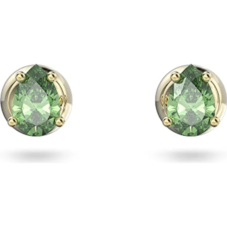 Swarovski Chroma, Vergoldete Damenohrringe mit Tropfenförmigen Brillantschliff-Kristallen in leuchtendem Grün