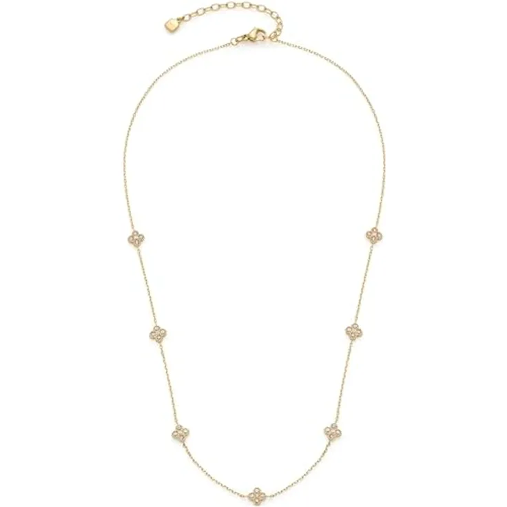 JEWELS BY LEONARDO Halskette Ciao Lisette, goldfarbener Edelstahl mit sieben blütenförmigen Zirkonia-Elementen, 42-47 cm, Geschenk für Frauen, 025744