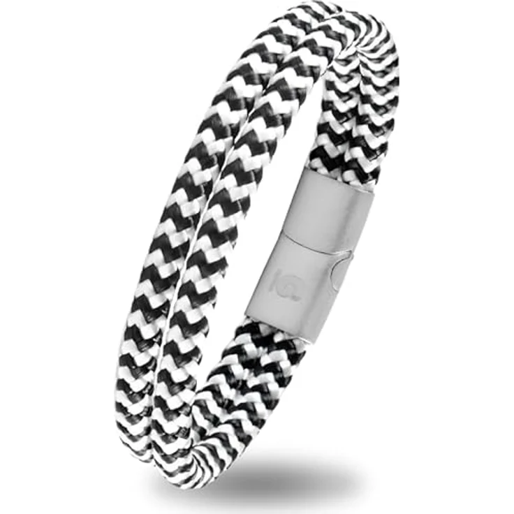Galeara Noa Segeltau Armband Geflochten, Nautisch mit Magnetverschluss, 5mm Dick, weiß - navy, Größe 225 mm – Bild 1