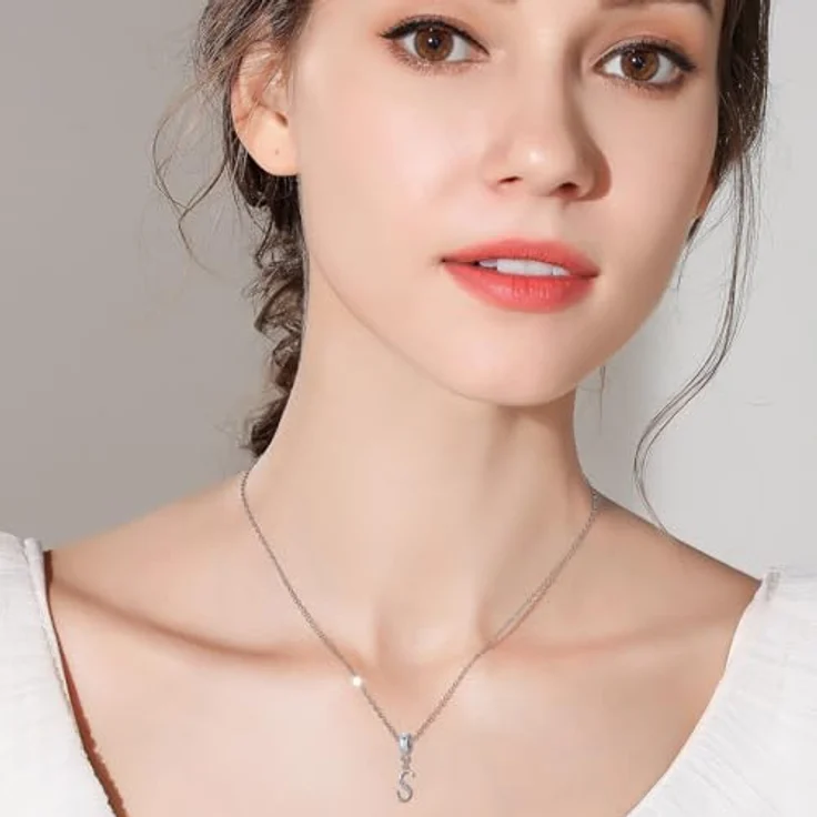 XWN Buchstabe Charm Anhänger Damen alphabetisch A-Z aus 925 Sterling Silber mit kubischem Zirkon, passend für Pandora Armband und Halskette – Bild 5