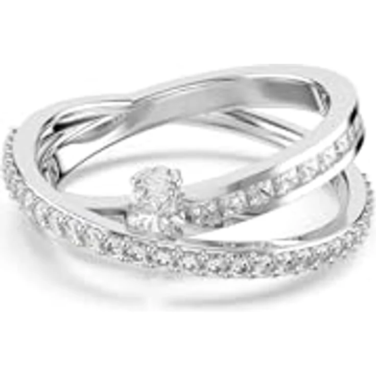 Swarovski Hyperbola Ring, Weißer, Rhodinierter Damenring mit Klaren Swarovski Zirconia in Kanal- und Krallenfassungen – Bild 1
