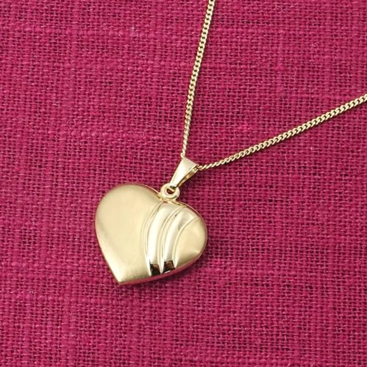 trendor Damen Herz-Anhänger Gold 333 mit vergoldeter Silberkette, 16 x 17 mm, 40 cm Länge, in stilvoller Geschenkpackung – Bild 3