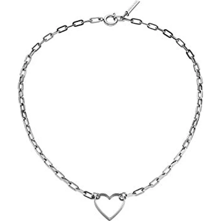 LIEBESKIND Berlin Damen-Collier Edelstahl, silber, Herzanhänger, 32-45 cm mit Federringverschluss – Bild 1