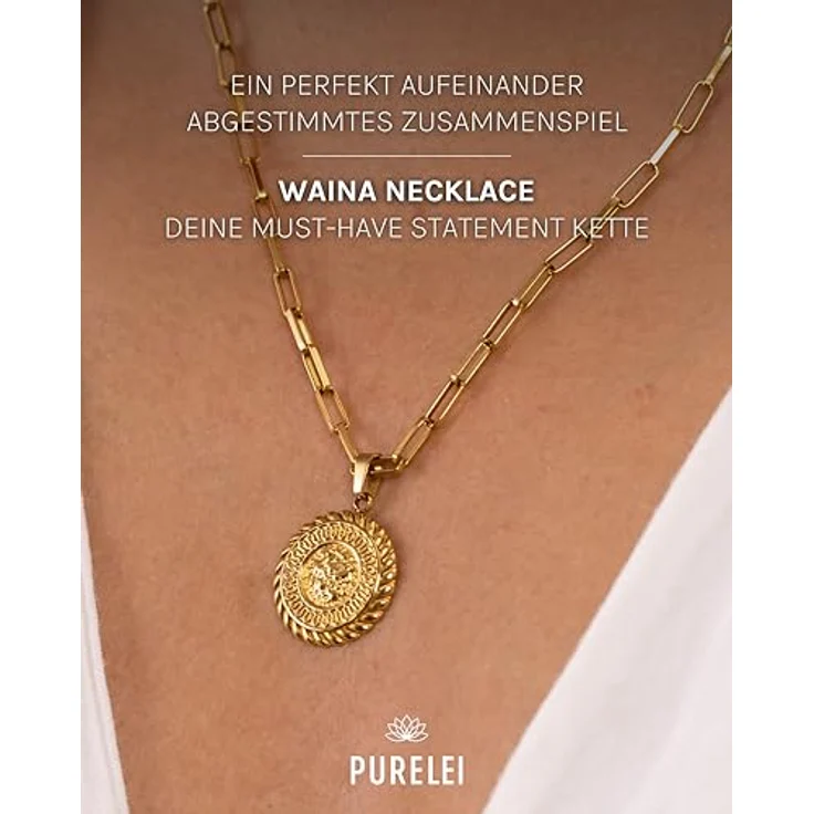Purelei Waina Kette Damen, Gold – Verstellbare Wasserfeste Edelstahl Halskette, 50-55 cm, für individuellen Style – Bild 2