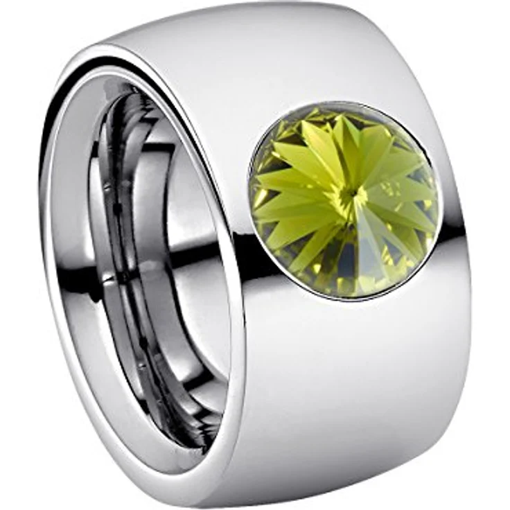 Heideman Damen-Ring coma 14, polierter Edelstahlring Größe 58 mit 10mm Olivine Zirkonia-Steinen, Made in Germany – Bild 1