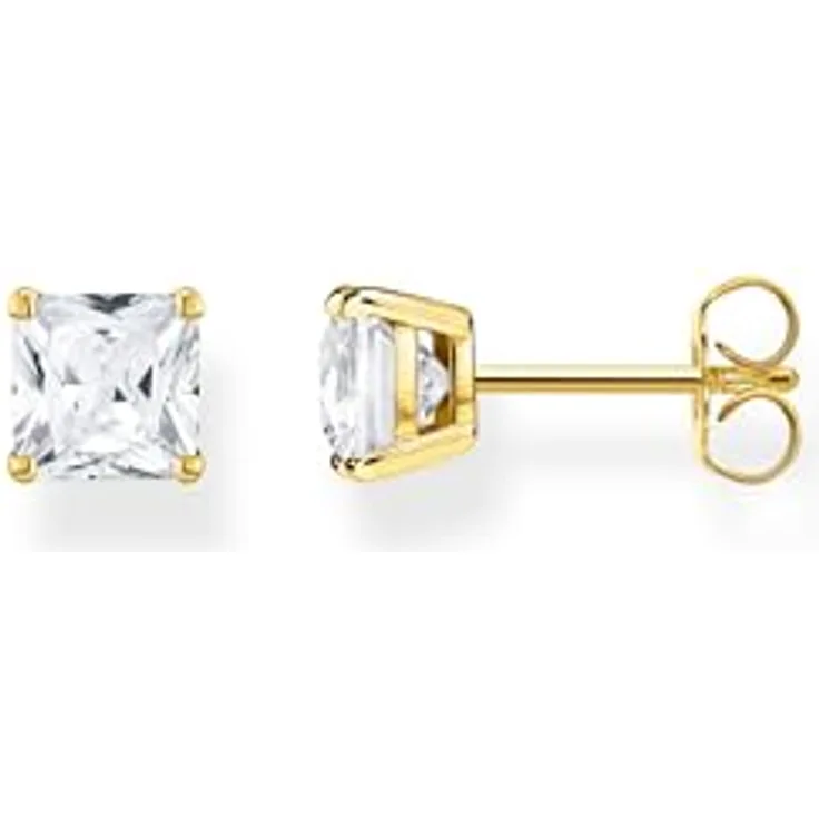 THOMAS SABO Paar Ohrstecker, mit Zirkonia (synth), Spinell (synth), Onyx oder Glas-Keramik Stein, quadratischer Prinzessschliff, zeitlose Eleganz