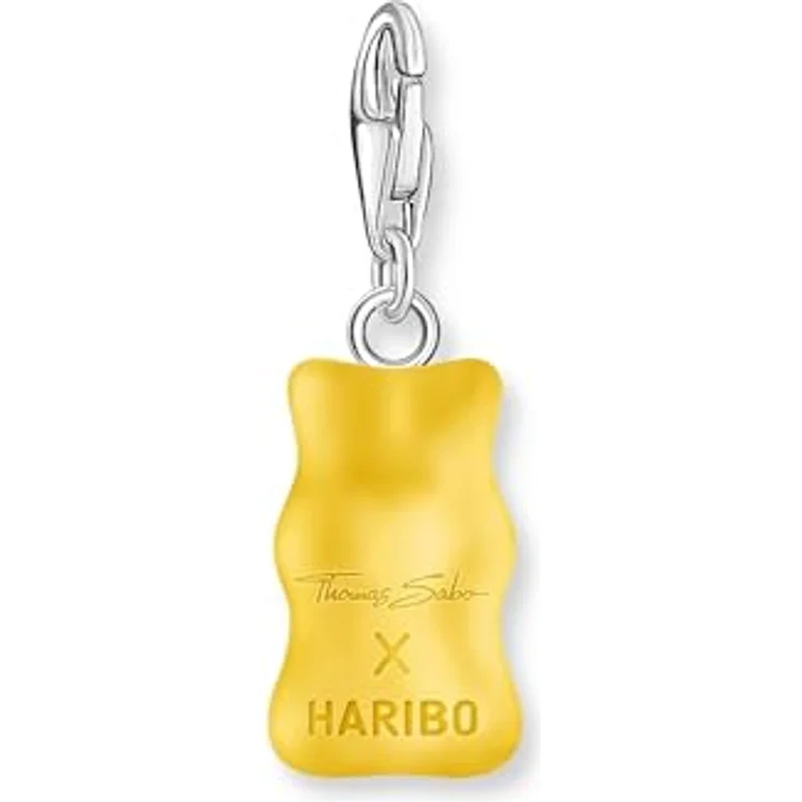 THOMAS SABO Charm-Goldbären-Anhänger, recyceltes Silber mit gelbem Kristallglas, HARIBO x THOMAS SABO Gravur – Bild 4