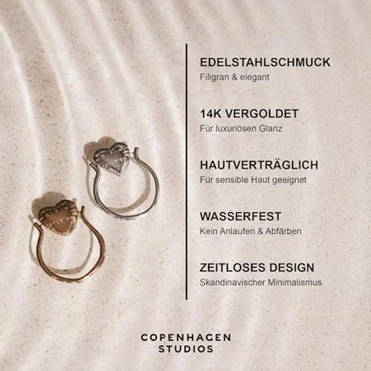 COPENHAGEN STUDIOS Ring Balloon Hearts, gold, Gr. 56, Damenring aus 14K Edelstahl, wasserfest & hautfreundlich mit beweglichem Herz-Design – Bild 3
