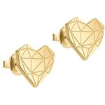 Liebeskind Ohrstecker LJ-0308-E-11, Herz-Motiv aus goldenem Edelstahl mit IP-Goldbeschichtung, 1,1 cm