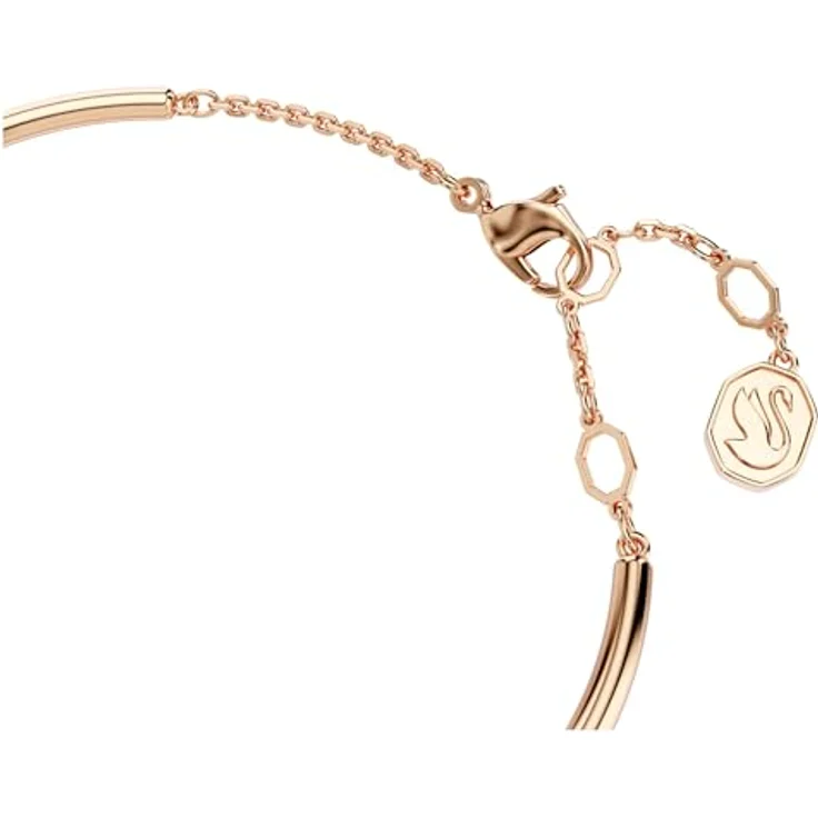 Swarovski Dextera Armreif, Weißes, Rosé Vergoldetes Armband mit Kristallen im Rundschliff und Karabinerverschluss – Bild 3