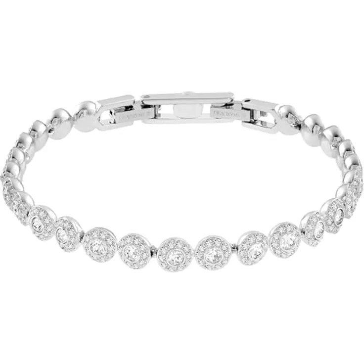 Swarovski Una Angelic Armband, Rund, Weiss, Rhodiniert mit klaren Kristallen und Kristallpavé