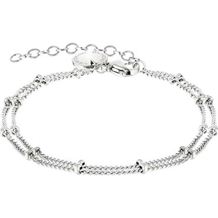 LIEBESKIND Berlin doppelreihiges Armband LJ-0585-B-20, Edelstahl mit Logoanhänger, silberfarben, 17+3 cm – Bild 1