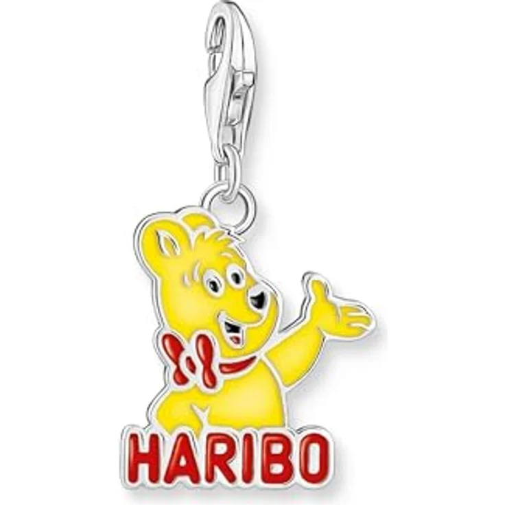 THOMAS SABO Charm-Anhänger Goldbären HARIBO, recyceltes Silber mit Kaltemaille in Gelb, Rot und Schwarz – Bild 1