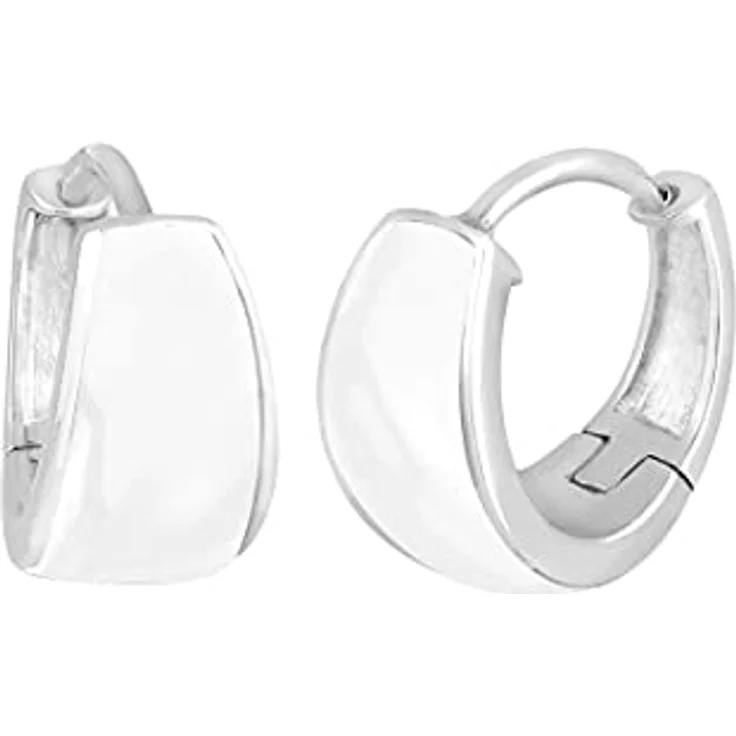 Elli Damen Echtschmuck Ohrringe Creolen, weiße Emaille, Basic Zeitlos, 925 Sterling Silber, hochglanzpoliert, anlaufgeschützt – Bild 2