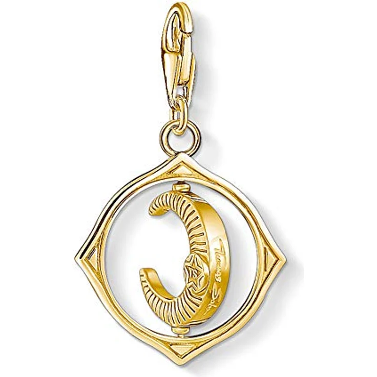 THOMAS SABO Charm-Anhänger Mond, 925er Sterlingsilber vergoldet, Zirkonia, synthetischer Spinell, Gold – Bild 2