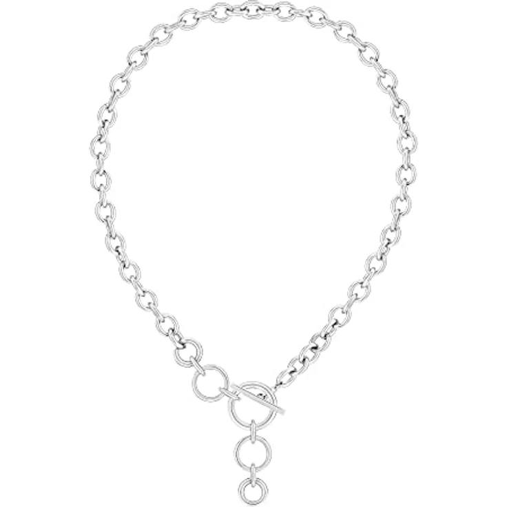 Tamaris Halskette TJ-0205-N-45, Silberne Chunky Chain aus Edelstahl, 45 cm mit T-Bar Verschluss – Bild 3