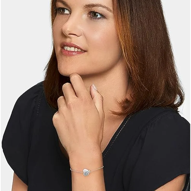 Engelsrufer Herzflügel Armband für Damen, 925er Sterlingsilber rhodiniert mit weißen Zirkonia, Länge 16 cm + 2 cm – Bild 4