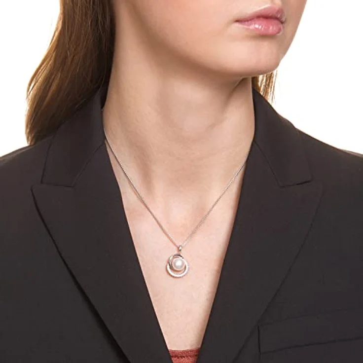 JOOP! 925 Sterling Silber Damen-Halskette mit Zirkonia und Süßwasserzuchtperle, 42+3 cm, Geschenkbox – Bild 5