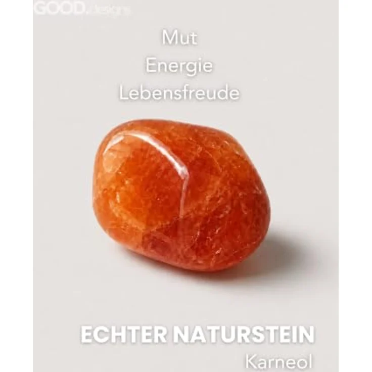 GD GOOD.designs Anti Stress Ring Karneol Naturstein Perlen, Elastischer Fidget Ring für Damen in Ringgröße 52-60 mit Geschenkbeutel – Bild 2