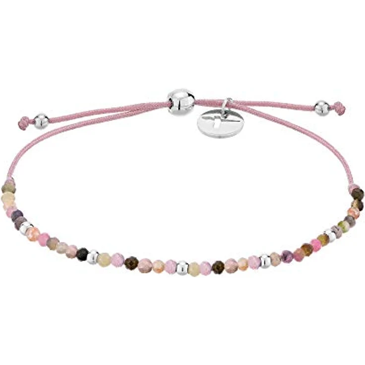 Tamaris Damen Armband TJ-0072-B-17, Mehrfarbig mit Turmalin Edelsteinen und Edelstahl-Beads, größenverstellbares Textilband – Bild 1