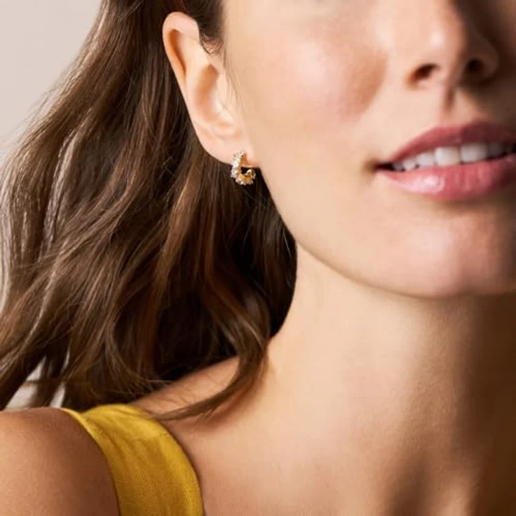 Fossil Ellis, Damen Ohrringe aus goldfarbenem Messing, poliert, Länge 12,5 mm, sichere Poussette – Bild 2