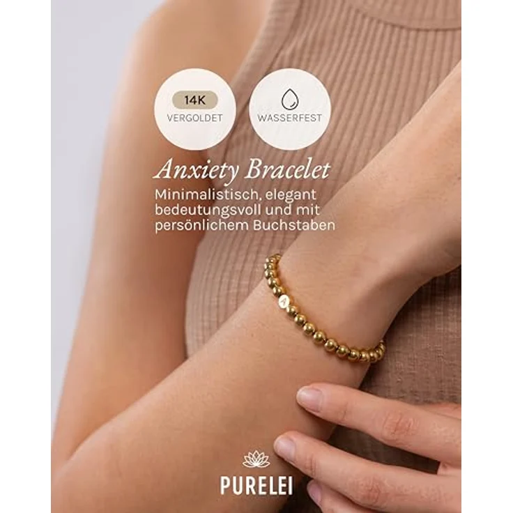 Purelei Buchstaben Armband Anxiety – Wasserfestes, Verstellbares Edelstahlarmband für Damen – Individueller Schmuck mit Bedeutung – Bild 2