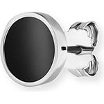 caÏ Herren Single-Ohrstecker 925/- Sterling Silber, glänzend, Onyx weiß 0,200ct, 0,9cm