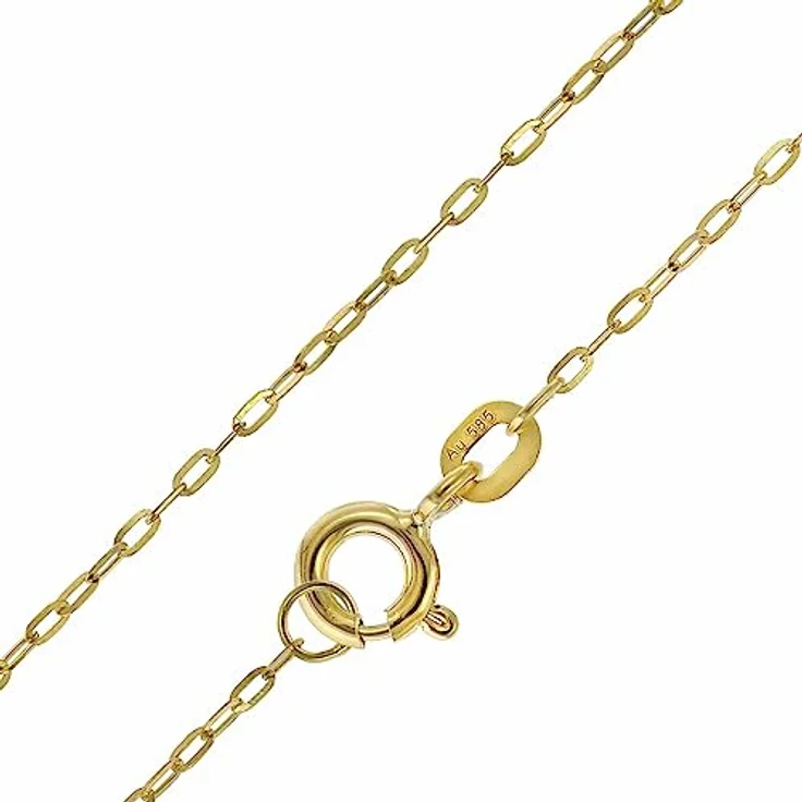 trendor Damen-Halskette 585 Gold / 14 Karat Flachanker, 1,1 mm breit, 38 cm, eleganter Echtgold Halsschmuck mit Federring-Verschluss, Geschenkidee für besondere Anlässe – Bild 1