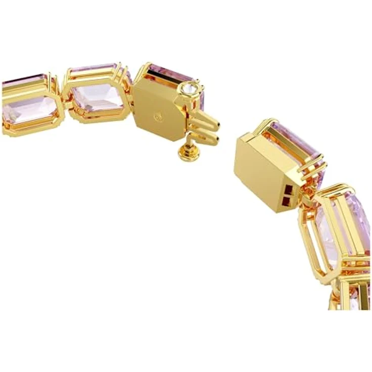 Swarovski Millenia Armband, Violettfarbenes, Vergoldetes Damenarmband mit Oktagon-schliffigen Kristallen, W-Hakenverschluss, Länge 17-19 cm, Breite 0.8 cm – Bild 3