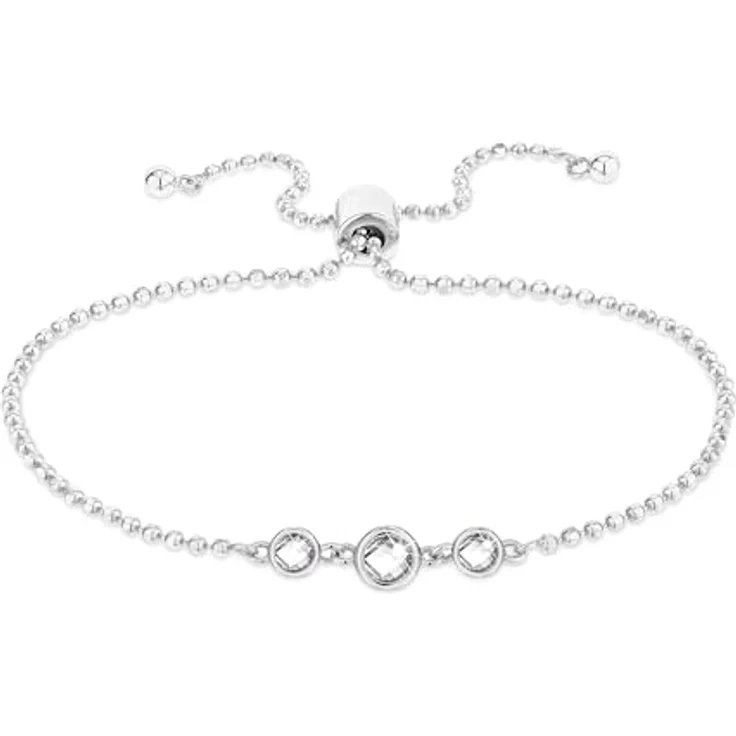 Tamaris Armband TJ-0606-B-22, Damen-Armband aus 925er Silber mit drei runden Steinen und Zugbandverschluss, 22 cm – Bild 1