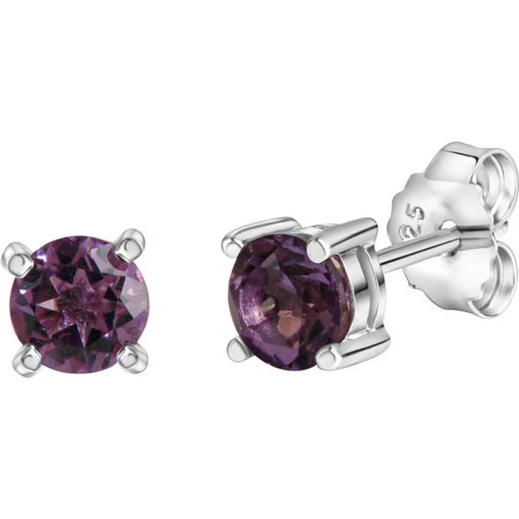 Vivance Ohrstecker 925-Sterling Silber rhodiniert mit 2 lila Amethysten, ONE-SIZE, glänzend