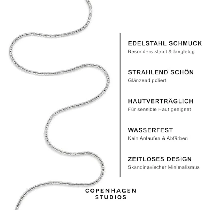 Copenhagen Studios Damen-Fußkette aus Edelstahl, 27 cm, Silber mit Karabinerverschluss und CPH-Logo-Anhänger – Bild 3