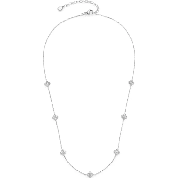 JEWELS BY LEONARDO Halskette Ciao Lisette, silberfarbener Edelstahl mit 7 blütenförmigen Zirkonia-Elementen, verstellbar von 42-47 cm, Schmuck Geschenk für Frauen