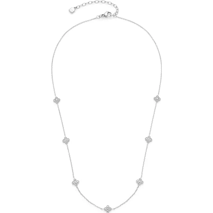 JEWELS BY LEONARDO Halskette Ciao Lisette, silberfarbener Edelstahl mit 7 blütenförmigen Zirkonia-Elementen, verstellbar von 42-47 cm, Schmuck Geschenk für Frauen – Bild 1