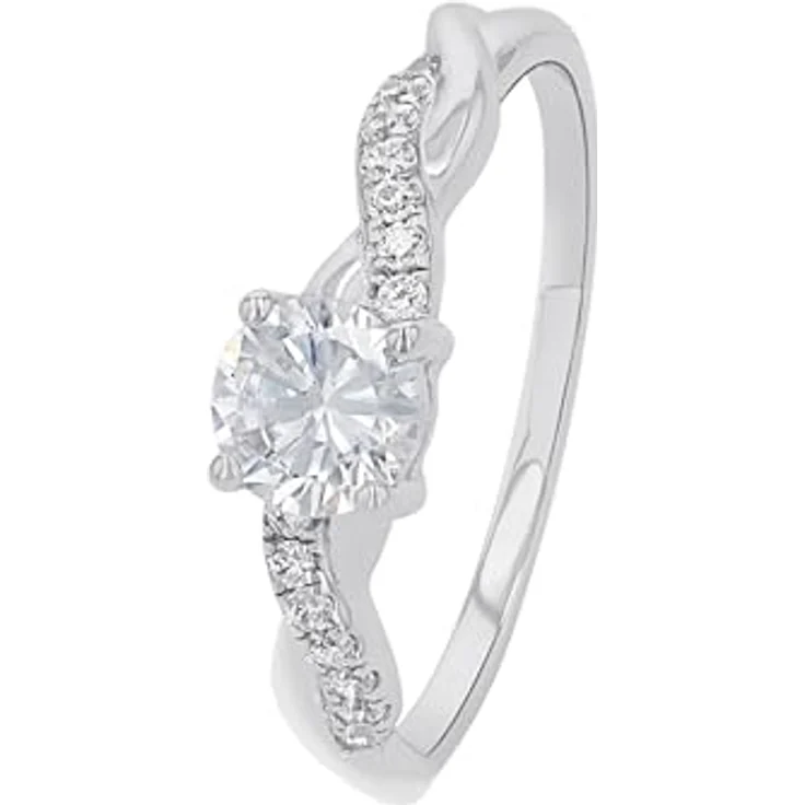 s.Oliver Zirkoniaring für Damen, 925 Sterling Silber, rhodiniert, Solitärring, Größe 56/18, inkl. Geschenkbox – Bild 2