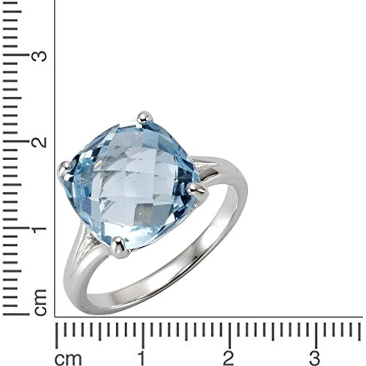 Zeeme Gemstones Damen Ring 925/- Sterling Silber, Glänzend mit 12mm Blautopas, rhodiniert, inkl. Etui – Bild 2