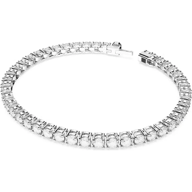 Swarovski Matrix Tennis Armkettchen, Rhodiniertes Armband mit Strahlenden Swarovski Kristallen – Bild 2