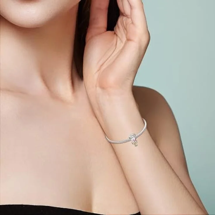 TINSLO Charm Anhänger Damen 925 Sterling Silber, Zirkonia-Steine, kompatibel mit Pandora Armband und Halsketten, für europäische Charms – Bild 4