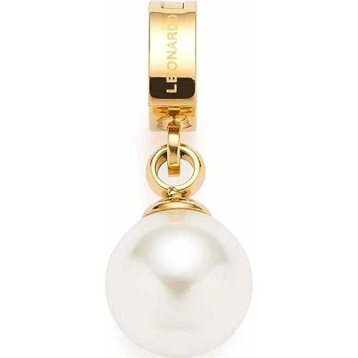 JEWELS BY LEONARDO Clip & Mix Coco, Ketten-Anhänger aus goldfarbenem Edelstahl mit weißer Imitations-Perle, Clip M (4,8 mm Ø) – Bild 1