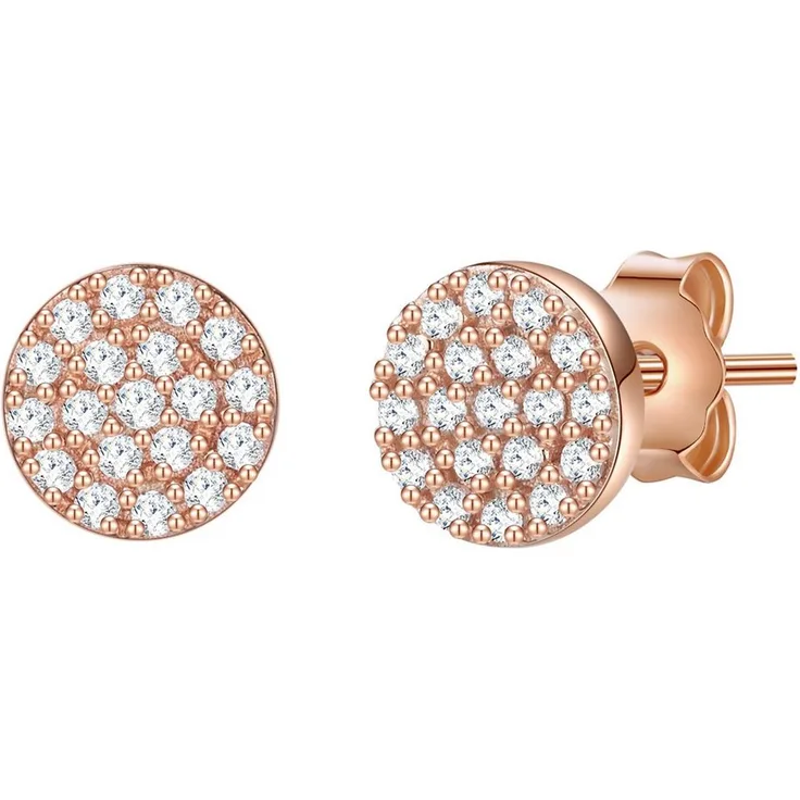 Lulu & Jane AV218 Paar Ohrstecker Set, roségold mit weißen Zirkonia, 2-tlg