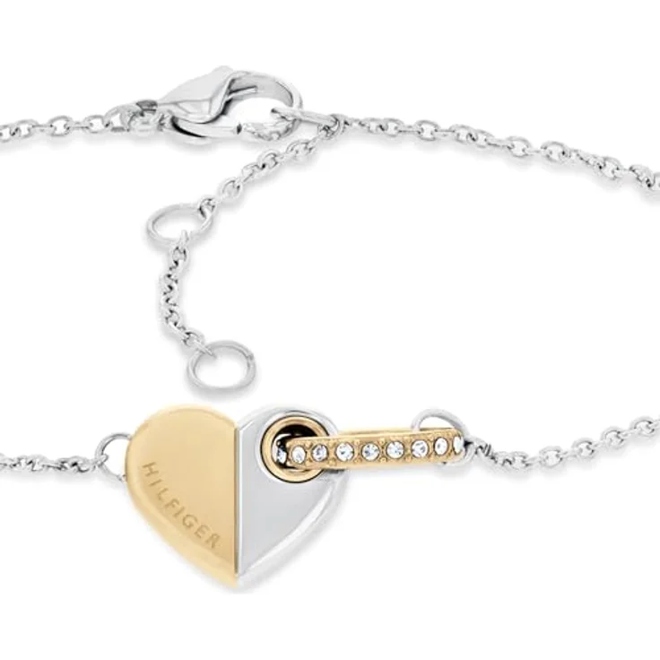 Tommy Hilfiger Jewelry Damen Gliederarmband mit Herz-Charm, vergoldet, 160 mm Innenumfang, Erweiterung 20 mm, Karabinerverschluss – Bild 2