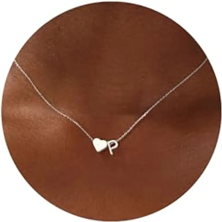 TINGN Halskette Damen Silber Herz Kette mit Buchstaben P, 40 cm lange vergoldete Initialen-Halskette für Frauen und Mädchen, perfektes Geschenk für Valentinstag und Weihnachten