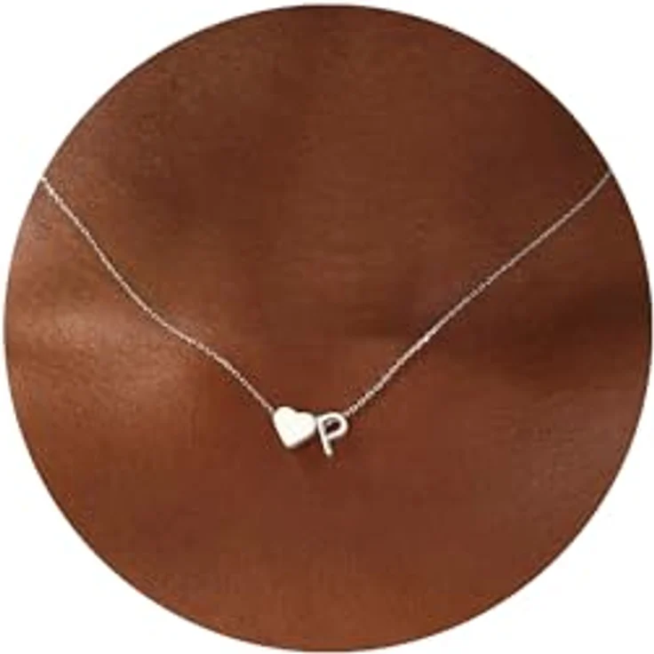 TINGN Halskette Damen Silber Herz Kette mit Buchstaben P, 40 cm lange vergoldete Initialen-Halskette für Frauen und Mädchen, perfektes Geschenk für Valentinstag und Weihnachten – Bild 1
