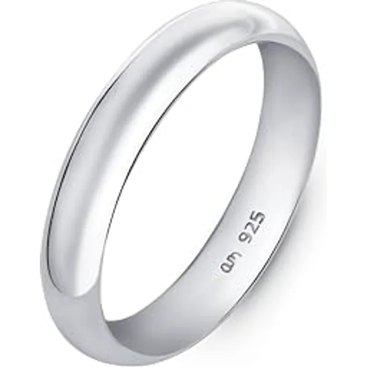 Amberta Damen Hochzeitsring aus 925 Sterling Silber, 4 mm, Ringgröße 57.6, eleganter Ehering für Frauen