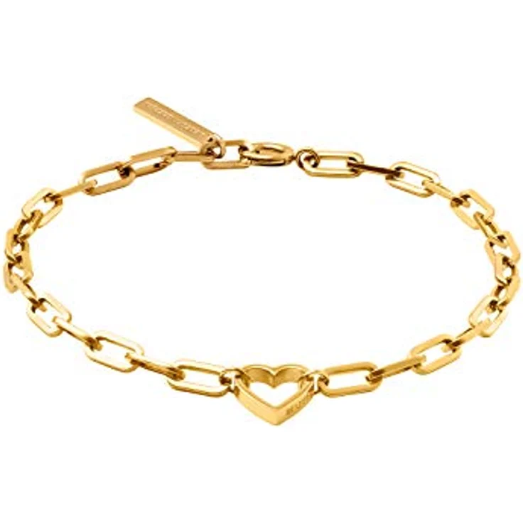 LIEBESKIND Berlin Herzarmband, Damen-Handkette aus goldvergoldetem Edelstahl, zeitloses Design – Bild 4