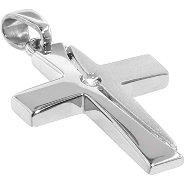 trendor Kreuzanhänger 21553, 925 Silber mit Zirkonia, 21x15 mm, silberfarben, weiß – Bild 2