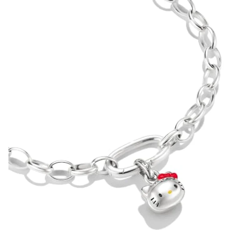 THOMAS SABO Hello Kitty Charm mit roter Schleife – Charm Club Anhänger aus 925er Sterlingsilber, Karabinerhaken, Kaltemail – Bild 2