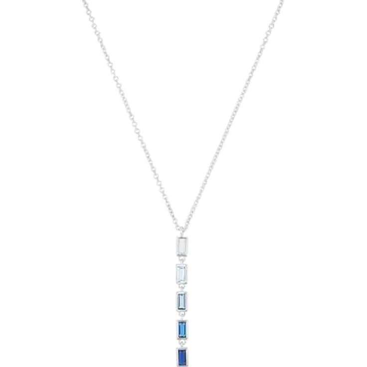 s.Oliver Y-Collier 925 Sterling Silber Damen Halsschmuck mit Zirkonia, 42+3 cm, Blau in Schmuck Geschenk Box, 2031402