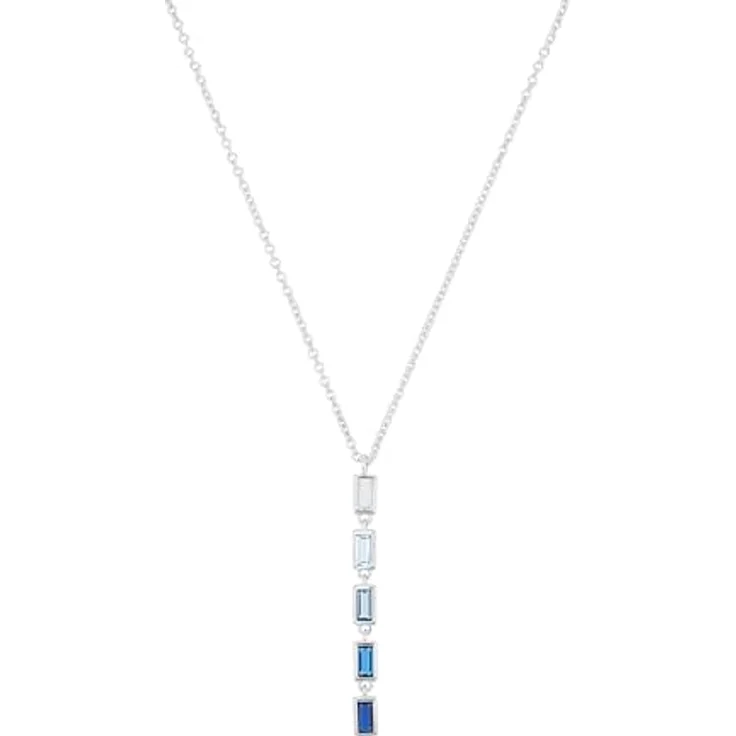 s.Oliver Y-Collier 925 Sterling Silber Damen Halsschmuck mit Zirkonia, 42+3 cm, Blau in Schmuck Geschenk Box, 2031402 – Bild 1